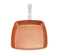 BTOSEP Poêle carrée couleur cuivre antiadhésive pour plaques à induction et flamme nue, 45 x 24,14 cm, alliage d'aluminium