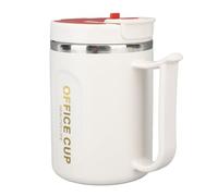 BTOSEP Tasse à café isotherme en acier inoxydable 304, design élégant à double couche pour voyage, 500 ml, avec poignée et cuillère (rouge)