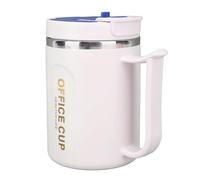 BTOSEP Tasse à café isotherme en acier inoxydable 304, design élégant à double couche pour voyage, 500 ml, avec poignée et cuillère (bleu)
