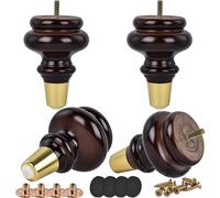 Btowin Lot de 4 pieds de meubles en bois massif de 15 cm, pieds de chignon modernes du milieu du siècle en noyer tourné avec boulons de suspension filetés M8, plaque de montage et vis pour canapé