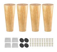 Btowin Lot de 4 Pieds de Meubles en Bois Massif de 25 cm - avec plaques de Montage et vis - pour Armoire, canapé, lit, canapé