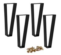 Btowin Lot de 4 pieds de meubles trapézoïdaux en métal de 15 cm, pieds de table de style moderne en épingle à cheveux, pieds de canapé robustes pour projets de bricolage, table basse, meuble TV,