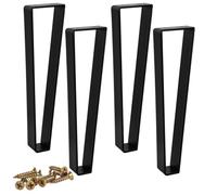 Btowin Lot de 4 pieds de meubles trapézoïdaux en métal de 25 cm, pieds de table de style moderne en épingle à cheveux, pieds de canapé robustes pour projets de bricolage, table basse, meuble TV,