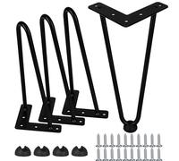 Btowin Lot de 4 pieds de table en épingle à cheveux de 25,4 cm - Pieds de meubles robustes en métal avec protections de sol en caoutchouc et vis pour projets de bricolage à domicile - Support TV
