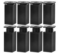 Btowin VCF Lot de 8 pieds de meubles réglables de 15 cm, pieds de support carrés noirs en alliage d'aluminium, hauteur réglable de 0 à 20 mm, pieds de rechange pour armoire, table, canapé, placard