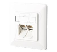 28345888 130C381002-I BTR prise murale module E-DAT C6A, Cat.6A (ISO), 2-prises, encastrée, blanc pur RAL 9010