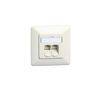 BTR E-DAT C6A UP - Prise à montage encastré - CAT 6 - RJ-45 X 2 - blanc pur, RAL 9010