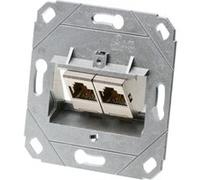 Prise réseau encastré insert CAT 6a 2 ports Metz Connect 1309121200-E argent (métallisé)