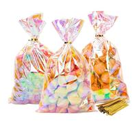 BTSD-home Lot de 100 sacs cadeaux en cellophane transparents avec attaches torsadées pour sachets de dragées (15,2 x 25,4 cm)