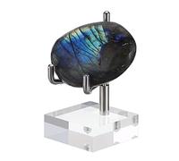 BTSKY Mini taille réglable, bras en métal argenté, chevalet avec base carrée en acrylique, support d'affichage pour géodes, minéraux de pierre, agate, pièce de corail fossile, EM0809