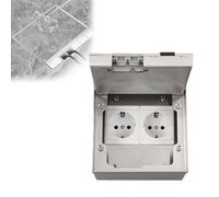 Btstil Boîte de prise encastrable au sol, 4000 W 16 A, étanche, encastrable, en acier inoxydable, CA 250 V, avec 2 normes européennes pour cuisine, salon, bureau