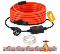 Btstil Câble Chauffant Antigel 10 m avec Thermostat, Ruban Chauffant Autorégulant 25 W/m avec Disjoncteur Différentiel, IP67 Étanche, pour Tuyaux d’Eau, Tuyaux Métal et Plastique