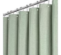 BTTN Rideau de Douche Tissu 240x180 cm XXL Aspect Lin imperméable, Vert | 16 crochets en plastique, Dos laminé imperméable, Aspect lin, Anti-moisissure, Ourlet lesté, Lavable en machine, polyester