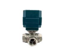 BTYKUYOO Vanne à Boisseau sphérique électrique CR04 en Acier Inoxydable, vanne Trois Voies Passage intégral et Couple élevé, actionneur de Ligne 2/3, AC220V DC24V DC12V(L TYPE-AC220V-CR04,1 inch)