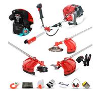 Bu-ko 52 cc d’essence Débroussailleuse de jardin multi-outil - Démarrage électrique par bouton-poussoir et cordon de traction | Coupe-broussailles 3-en-1, taille-haies et fil d’acier pour désherbage |