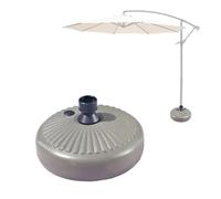 Buachois Base de Parasol Ronde Remplissable de 15 Pouces, Support de Parasol Robuste Rempli d'eau et de Sable en PEHD, Support de Poteau de Parasol Extérieur Universel pour Poteaux de 3,5 (Grise)
