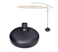 Buachois Base de Parasol Ronde Remplissable de 15 Pouces, Support de Parasol Robuste Rempli d'eau et de Sable en PEHD, Support de Poteau de Parasol Extérieur Universel pour Poteaux de 3,5 (Noire)