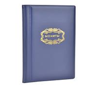 Buachois Classeur Pieces de Monnaie de 2 Euros, 120 Pcs Pochette de Livre Monnaie de 10 Pages, Album de Support de Collection de Pièces de Monnaie pour Pièce Monnaie de 28 mm de Diamètre (Bleu)