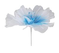 Buachois Fleur de Gaze de Soie Artificielle, 50cm Fleur d'organza pour Mariage avec des Applications de Perles, Grande Fausses Fleurs de Ruban d'organza pour L'artisanat Bricolage Décoration(Bleu)