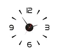 Buachois Horloge Murale DIY, 40cm Noir Horloge Européenne Petite Horloge Murale Silencieuse sans Cadre, Simple Créatif Acrylique 3D Sticker Mural Horloge pour Chambre Salle D'étude