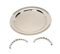 Buachois Plateau À Fruits Rond En Métal Argenté Avec Poignées Pour Décor | Plateau Service Rond Métal Argenté 31.5cm Avec Poignées Pour Apéritif Dessert Fruits Décoration Salon Hôtel