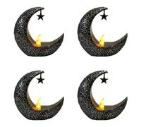 BUAGOUWZ 4X Lune Étoilée Chandelier Ramadan Festival Décoration de Vent Fête Lanterne Bougie Électronique Lampe de Bureau Mode D