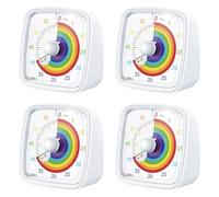 BUAGOUWZ 4X Minuterie Visuelle de 60 Minutes avec Veilleuse, Compte à Rebours, Minuterie Pomodoro avec Motif Arc en Ciel pour Enfants et Adultes Blanc