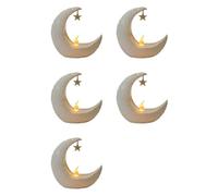 BUAGOUWZ 5X Lune Étoilée Chandelier Ramadan Festival Décoration de Vent Fête Lanterne Bougie Électronique Lampe de Bureau Mode B