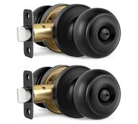 BUAGOUWZ Boutons de porte Confidentialité Acier | Construction en métal ; plaque de verrou non amovible; convient à la plupart des portes intérieures; finition noire.
