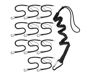 BUAGOUWZ Cordon Élastique Sécurité Polyester | Longe porte-outils noire, longueur 90-165 cm, capacité max 8 kg, et design élastique pour plus de confort.