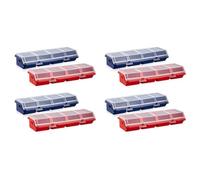 BUAGOUWZ Organisateurs de Vis et Bacs - Ensemble 8 pièces, 4 rouges 4 bleus | Contenu: 8 organisateurs (4 rouges, 4 bleus) en plastique bleu et rouge avec rangement compartimenté.