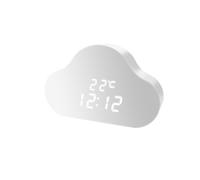BUAGOUWZ Réveil Nuage Horloge LED - Alarme vocale et répétition 5 Min USB | Réveil Nuage Horloge LED - Affichage 24h et température en temps réel, veilleuse intégrée et 3 alarmes réglables