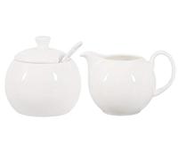 Buchensee Pot à lait et sucrier en porcelaine fine Bone China, blanc