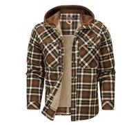 Bûcheron Chemise thermique doublée avec capuche en polaire à carreaux en flanelle à manches longues Fermeture éclair Chemise à capuche Veste de bûcheron Chemise de travail thermique Veste de sport