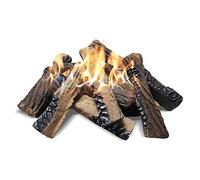 Bûches en céramique pour cheminée à gaz, ATR Lot de 10 Grandes bûches en céramique pour Foyer, Propane, électrique, gaz, décoration de cheminée Bois Artificiel
