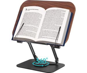 Buchständer - Lese- & Tablet-Halter - 360° verstellbar - Faltbar - Für Kochbuch, Schulbuch & Noten - Für Laptop & Tablet - Braun