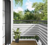 Bucmath Brise-vue pour balcon, gris clair, blanc, 75 x 600 cm, résistant aux UV, imperméable, coupe-vent, pliable, avec support, pour jardin, terrasse, balcon, protection solaire, voile d'ombrage