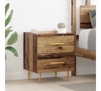 Bucmath Cabinet de Chevet avec tiroir en Bois d’ingénierie Bois Ancien, Dimensions 40 x 35 x 47,5 cm, pour Chambre lit, Rangement pour Lampe réveil Livre, Console de Nuit