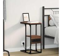 Bucmath Cabinet de Chevet chêne Marron en Bois d’ingénierie avec tiroir, Station de Charge intégrée, étagère pour Livres et téléphone, 41,5 x 26 x 60,5 cm