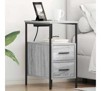 Bucmath Cabinet de Chevet Gris Sonoma en Bois d ingénierie, 30 x 48 x 61 cm, 2 tiroirs, Station de Charge, Table Chevet pour Chambre lit Salon Bureau entrée, Rangement pour Livre téléphone