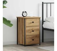 Bucmath Cabinet de Chevet Marron 40 x 36 x 60 cm en Bois recyclé Solide avec 3 tiroirs, Structure métal, Table Chevet Chambre lit Salon Bureau entrée, Rangement pour Lampe réveil Livre téléphone