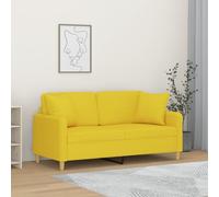 Bucmath Canapé 2 places avec coussin décoratif, jaune clair, largeur d'assise 140 cm, housse en tissu, structure en métal robuste, rembourrage confortable pour le salon
