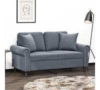 Bucmath Canapé 2 Places Gris foncé en Velours 120 cm avec oreillers décoratifs, Cadre métal Robuste, Design Moderne Confortable pour Salon séjour Chambre Bureau Style scandinave Vintage Convertible