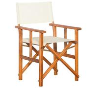 Bucmath Chaise de réalisateur en bois massif d'acacia pliable, crème/marron, 55 x 56 x 88 cm, résistante aux intempéries, pour jardin, balcon, terrasse, camping, plage