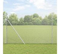 Bucmath Clôture métallique soudée avec ancrage au sol - 50 x 1,5 m - Argenté - Filet en acier résistant aux intempéries avec poteaux robustes - Pour jardin, terrasse, terrain, brise-vue, protection