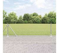 Bucmath Clôture métallique soudée avec socle en béton - 100 x 0,4 m - Filet argenté - Clôture pour jardin, terrasse, balcon, terrain de sécurité pour chien et chat