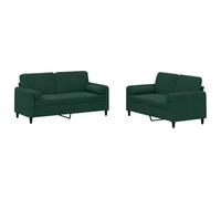 Bucmath Ensemble de canapés 2 pièces en Velours Vert foncé avec Coussins, canapé Divan modulable 2 Places, Structure métal et contreplaqué, idéal Salon séjour Chambre Bureau Studio Moderne Vintage