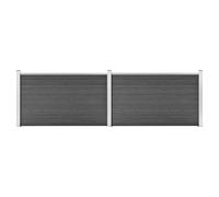 Bucmath Ensemble d'éléments de clôture, noir, 353 x 105 cm, WPC composite bois-plastique avec poteaux en aluminium, brise-vue de jardin, protection contre le vent, poutre de clôture de balcon