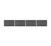 Bucmath Ensemble d'éléments de clôture WPC 699 x 105 cm noir avec poteaux en aluminium pour clôture de jardin, brise-vue et protection contre le vent, clôture flexible