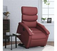 Bucmath Fauteuil relax avec aide à se lever - En cuir synthétique bordeaux - Moteur électrique - Fonction de couchage manuelle - Expérience d'assise confortable - Construction stable pour salon